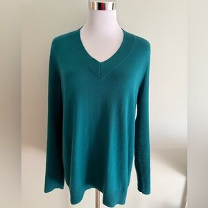 J.Jill Teal V-Neck Sweater Size M Perfect Condition